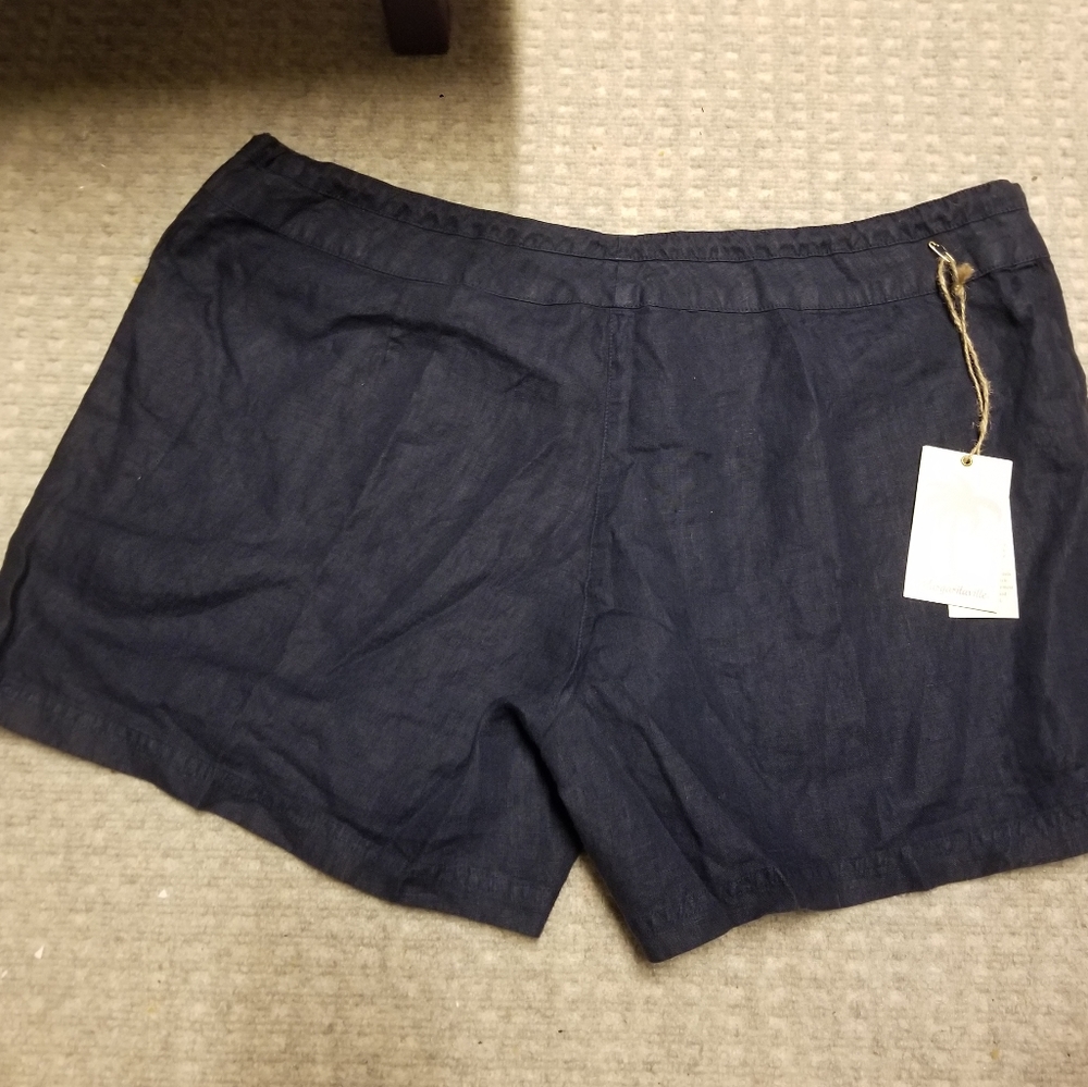 Margaritaville Deep Navy Blue Linen Shorts NWT - Picture 2 of 10